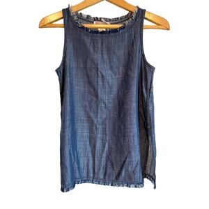 Ragdoll & Rockets sleeveless chambray denim top blue jean lightweight Size 14
